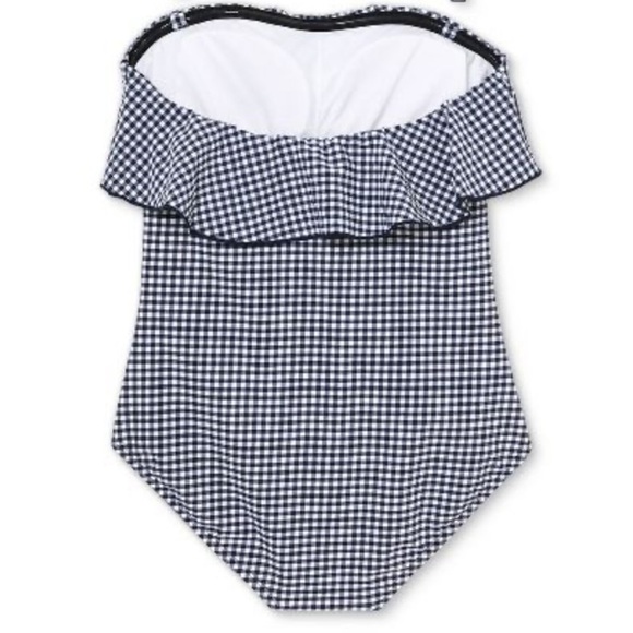 Kona Sol Navy/White Checked One Piece Swimsuit Size 16 NWT - Picture 4 of 5